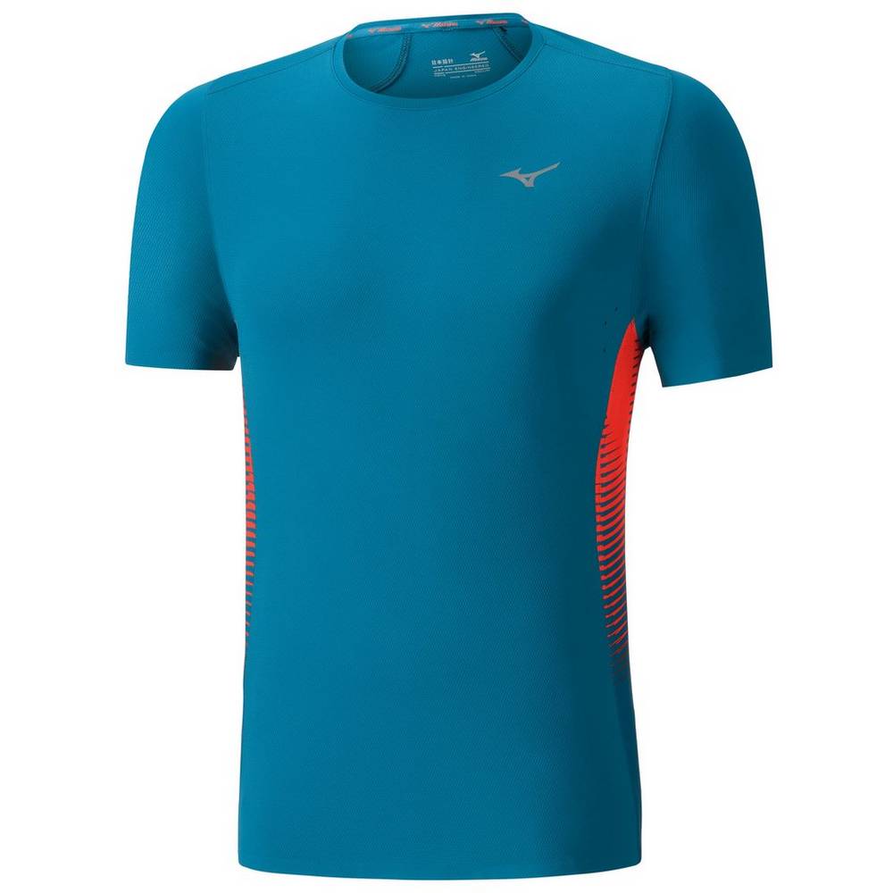 Camiseta Mizuno Running AERO 4.0 - Homem - Azuis/Rosa - ZOYGE2017